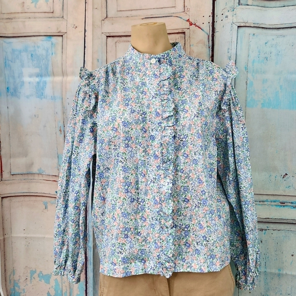 Mable Floral Button‎ Down Blouse Top